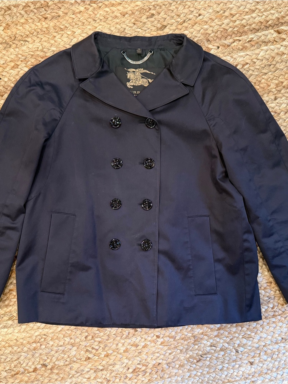 Burberry Navy Double-Breasted Trench Coat Jacket